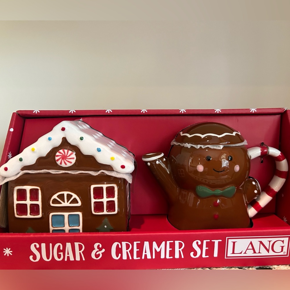 Lang Christmas Gingerbread House And Gingerbread Man Sugar And Creamer S…